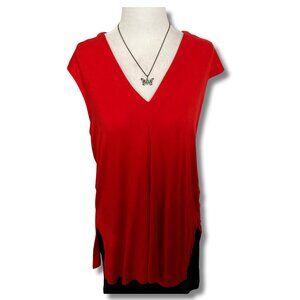 PAPA VANCOUVER Red v-neck short-sleeve top ~ Stretchy LARGE XL 1X shirt